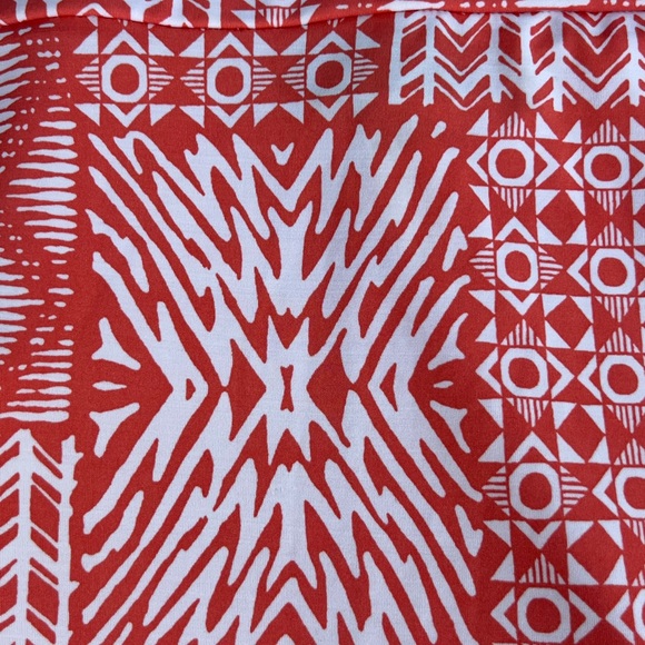 🌟3 for $25🌟 Anticipation Orange and White Geometric Pattern Stretchy Maxi Skirt - Picture 6 of 11